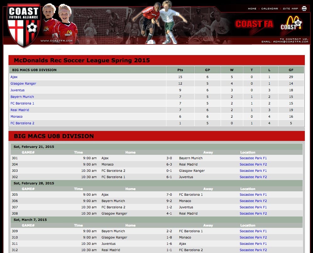 Coach Schedule